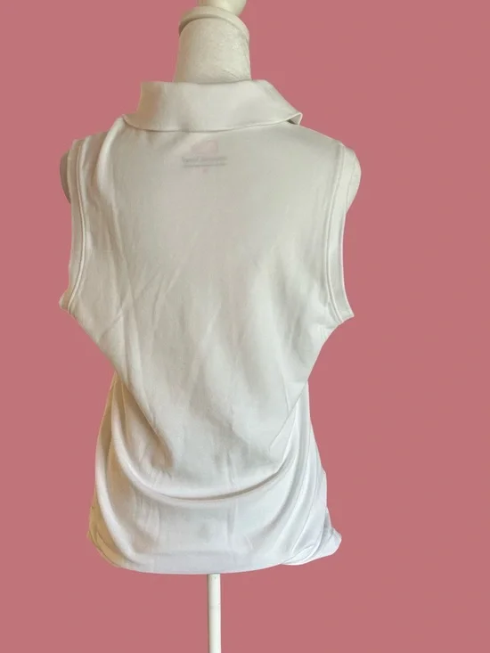 Vineyard Vines White Sleeveless Polo Tank with Pink Whale Logo - Picture 3 of 5